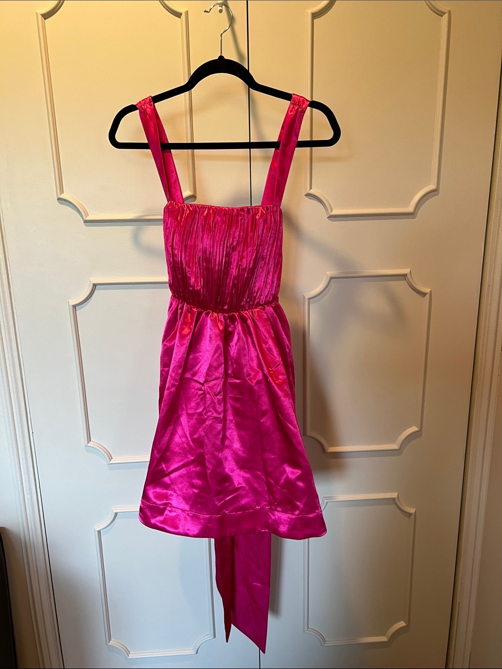 NWT Mauve by Anthropologie Fuchsia Satin Mini Dress with Straps